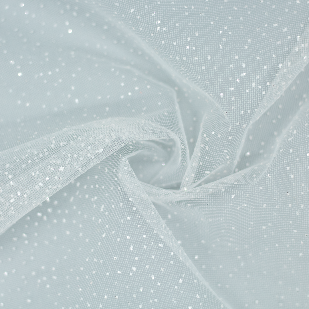 Tüll mit Glitzer Weiss