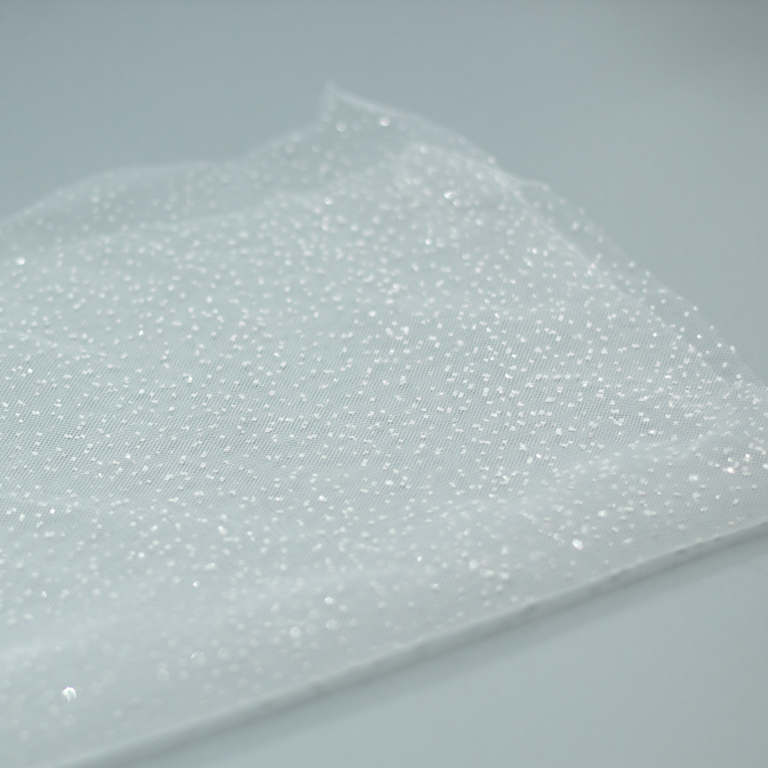 Tüll mit Glitzer Weiss